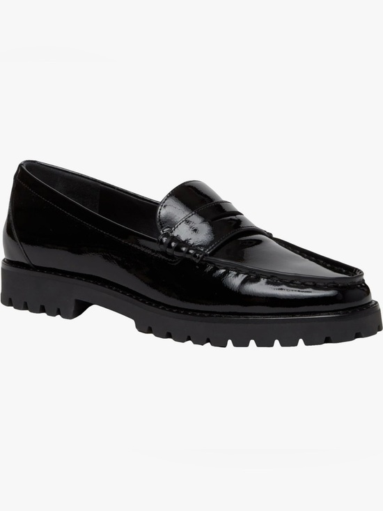 PAIGE Shoes - PAIGE Ellis Black Patent Leather Platform Lug Sole Penny Loafer Flat Size 7 EUC